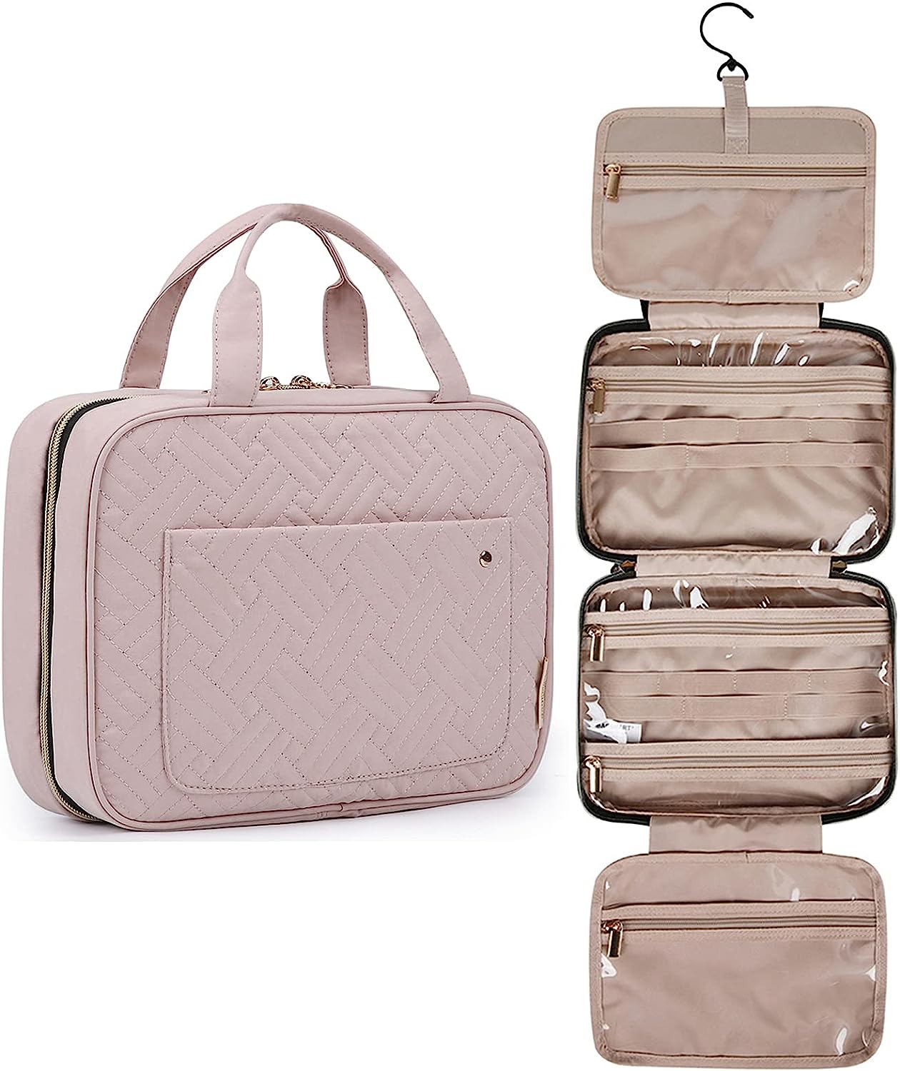 BAGSMART JEWELRY TRAVEL ORGANIZER - PINK LEATHER - CAN HOLD LOADS OF  STUFF!!